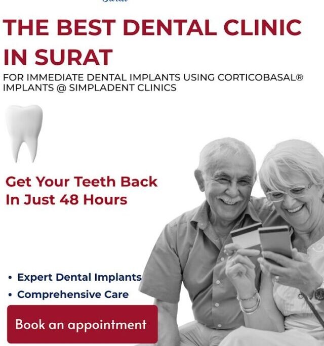 Dental implants in Surat, full mouth dental implants, permanent teeth in 2 days, best dental clinic Surat, Simpladent dental implants